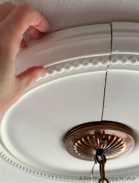 how to cover a chandelier junction box ceiling medallion|split medallion ceiling installation.